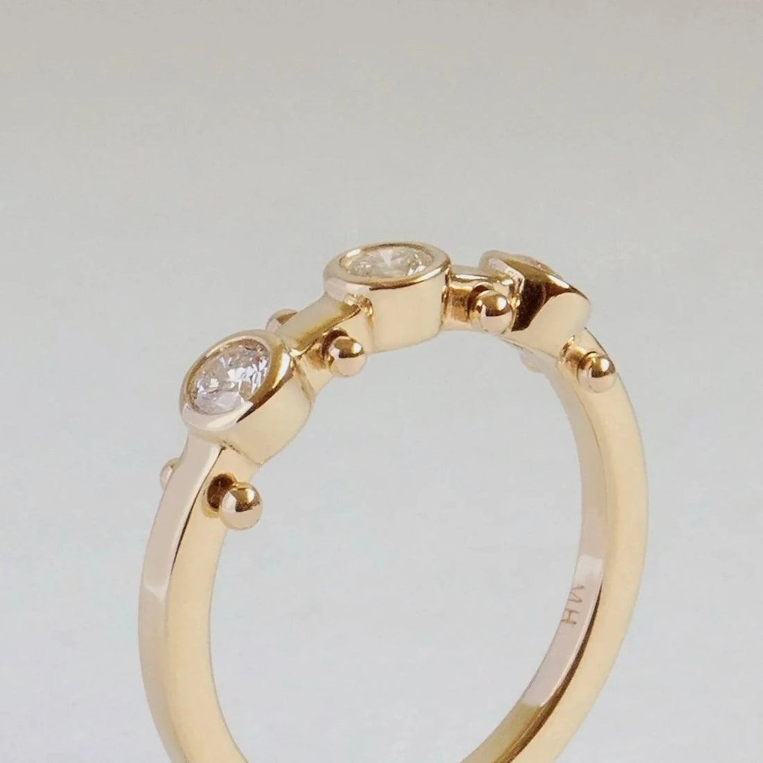 14k 3-Stone Koemi Ring- White Diamond