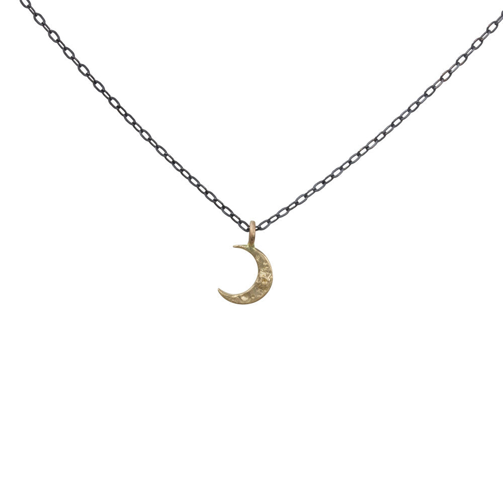 Mixed Metal Tiny Crescent Necklace
