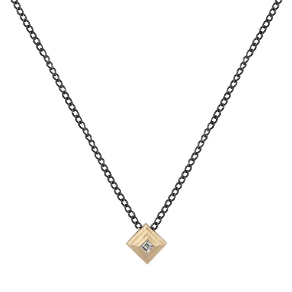 14k Tiny Ziggurat Necklace