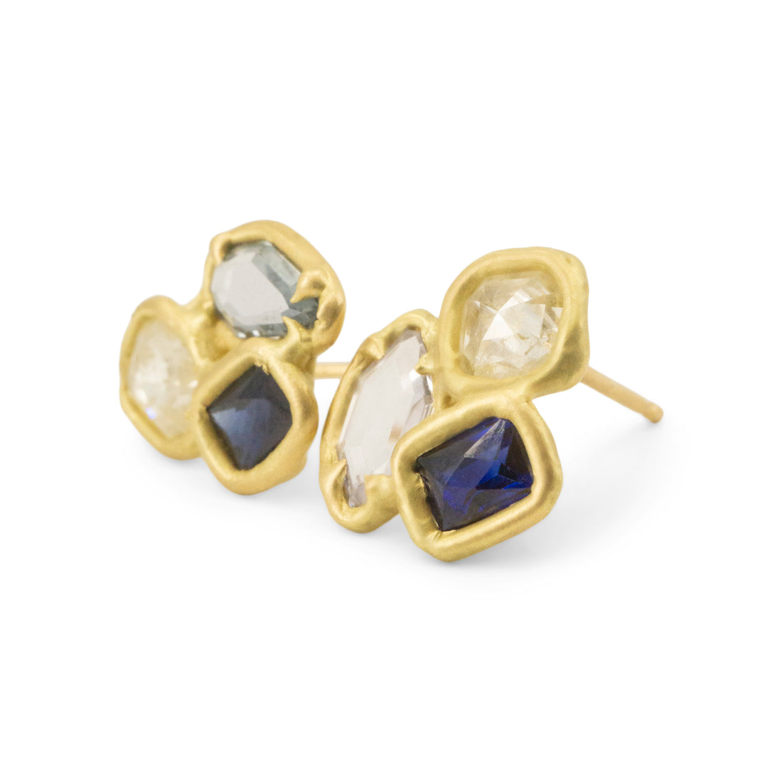 Oceanic Sapphire Baroque Studs- One of a Kind