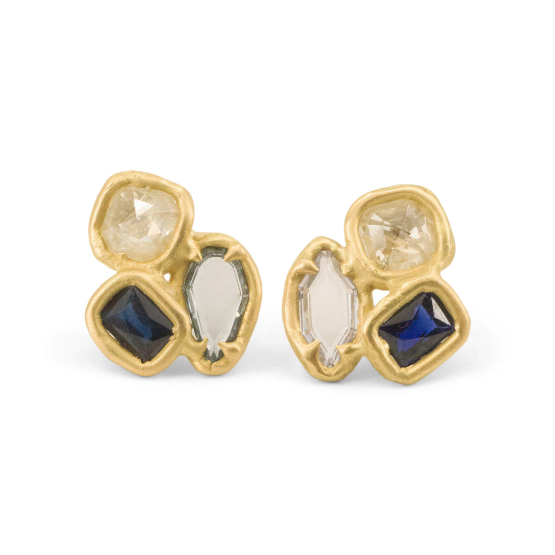 Oceanic Sapphire Baroque Studs- One of a Kind