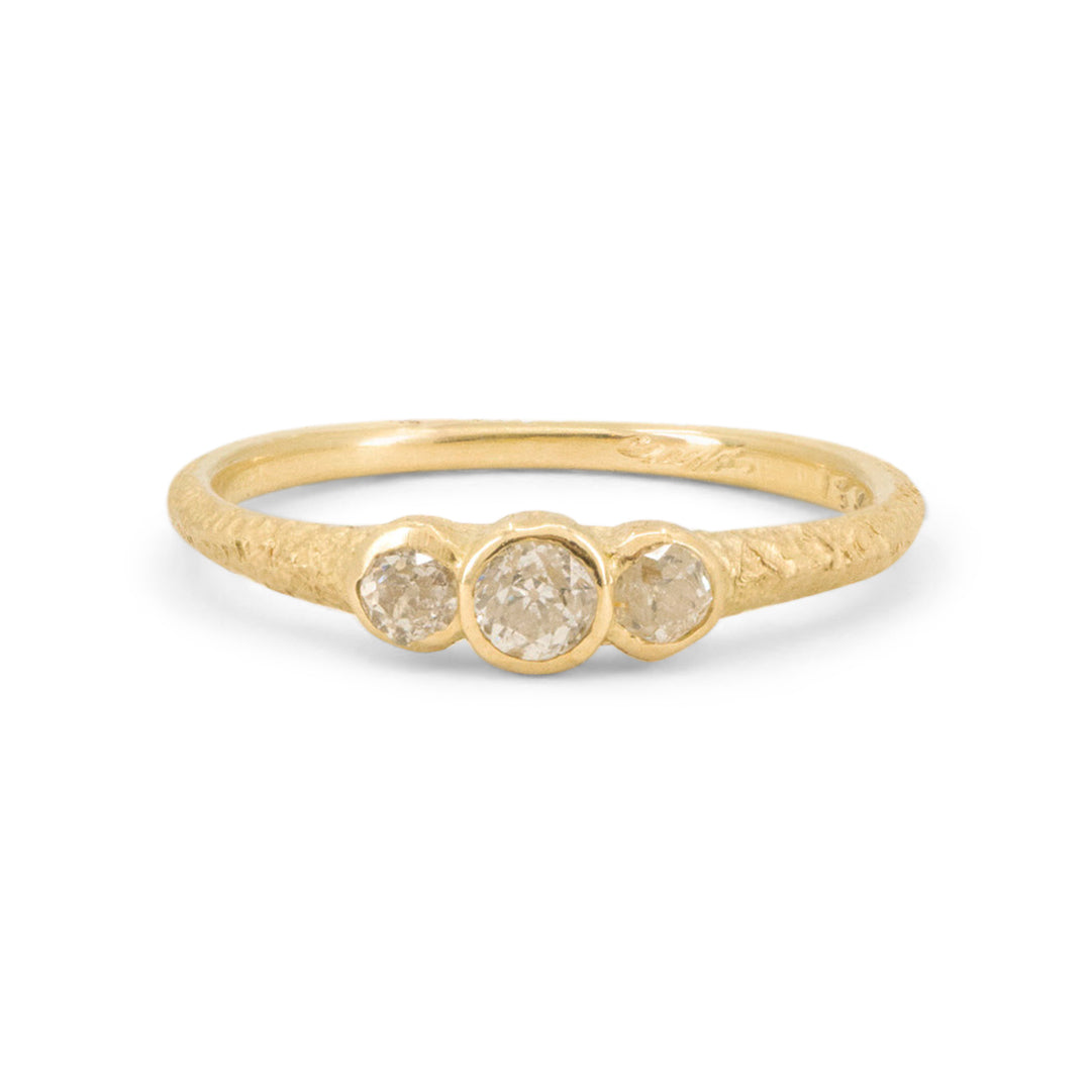 Octavia Three Stone Ring - Textured