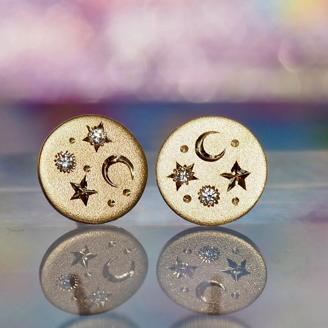 14k Celestial Stud Earrings