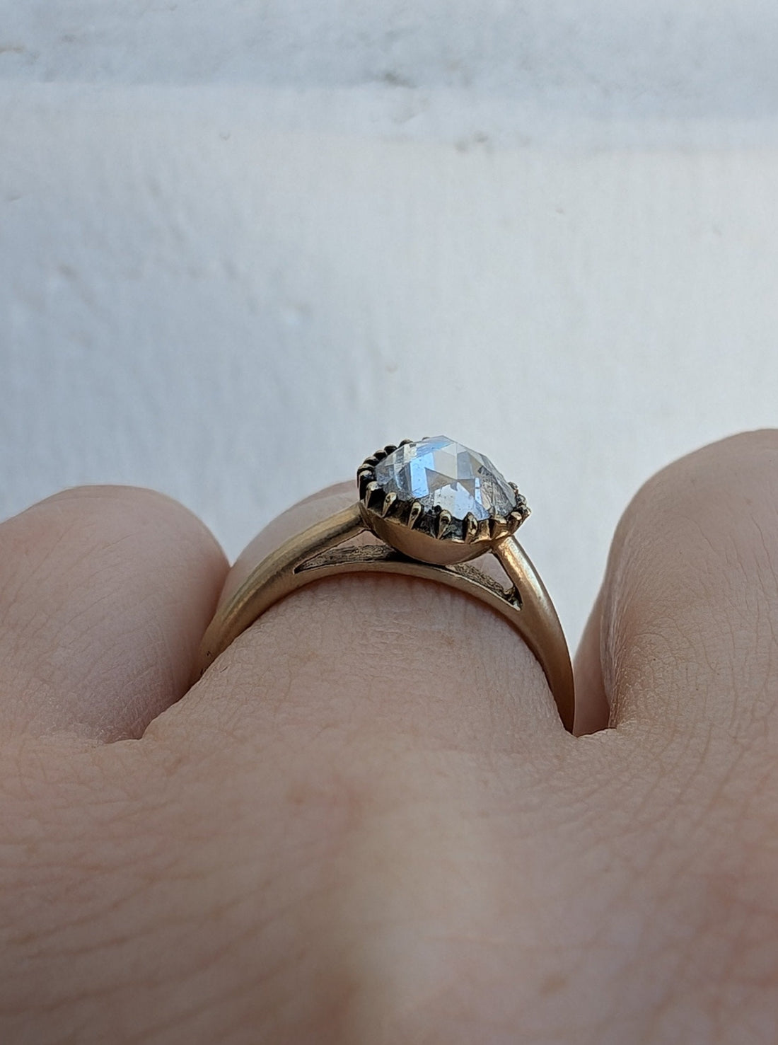 14k Antique Pear Rosecut Solitaire