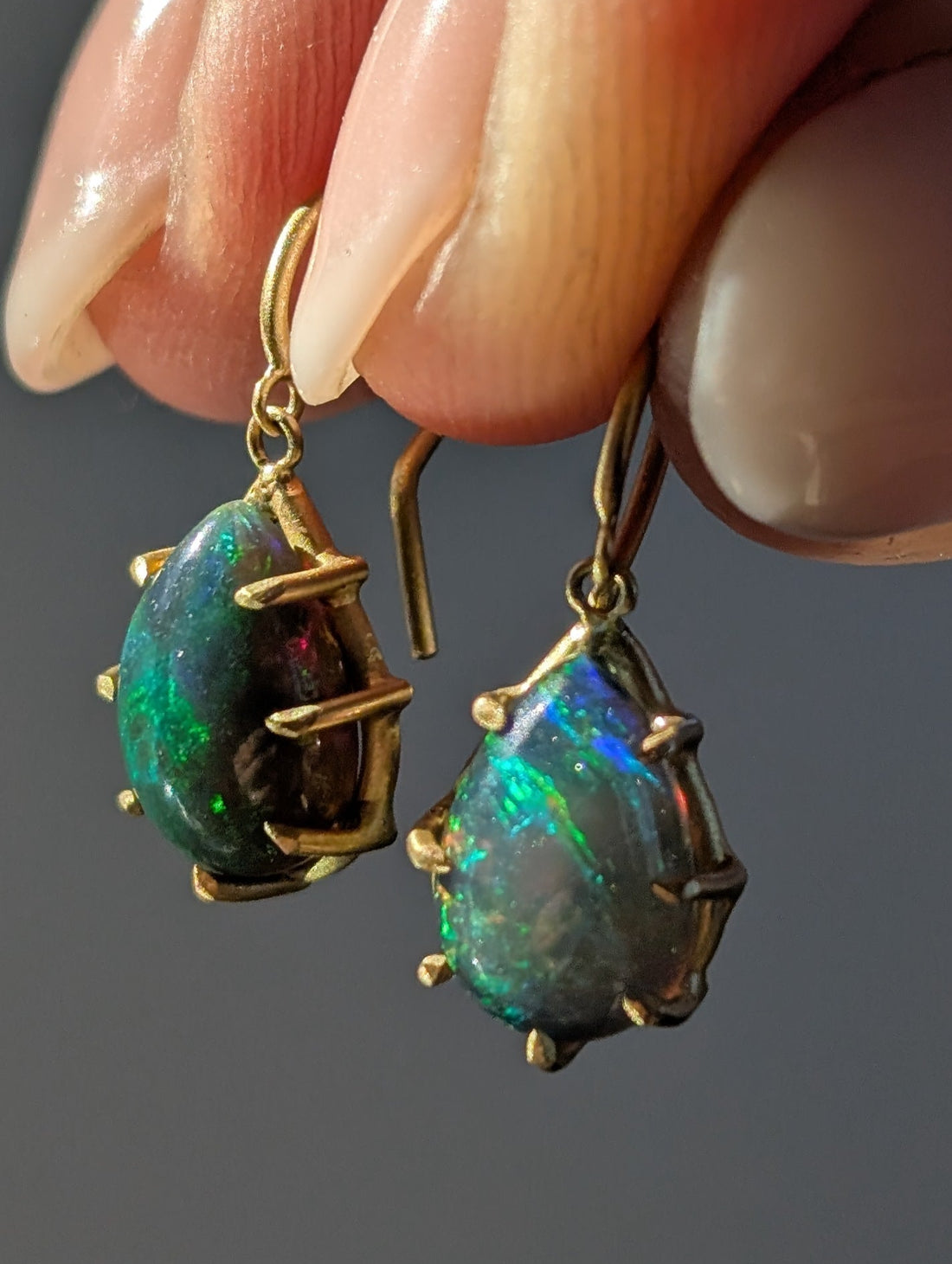 Ethiopian Honey Opal Drop Earrings