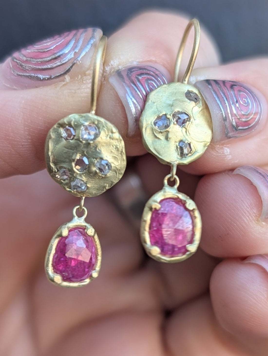 Ruby & Diamond Drop Earrings