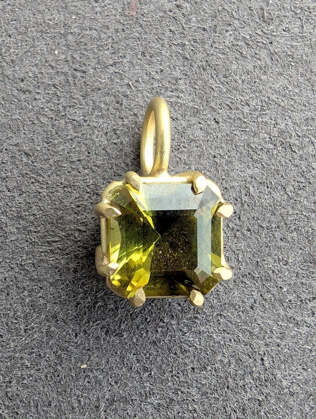 Square Green Tourmaline Basket Pendant 1.8CT