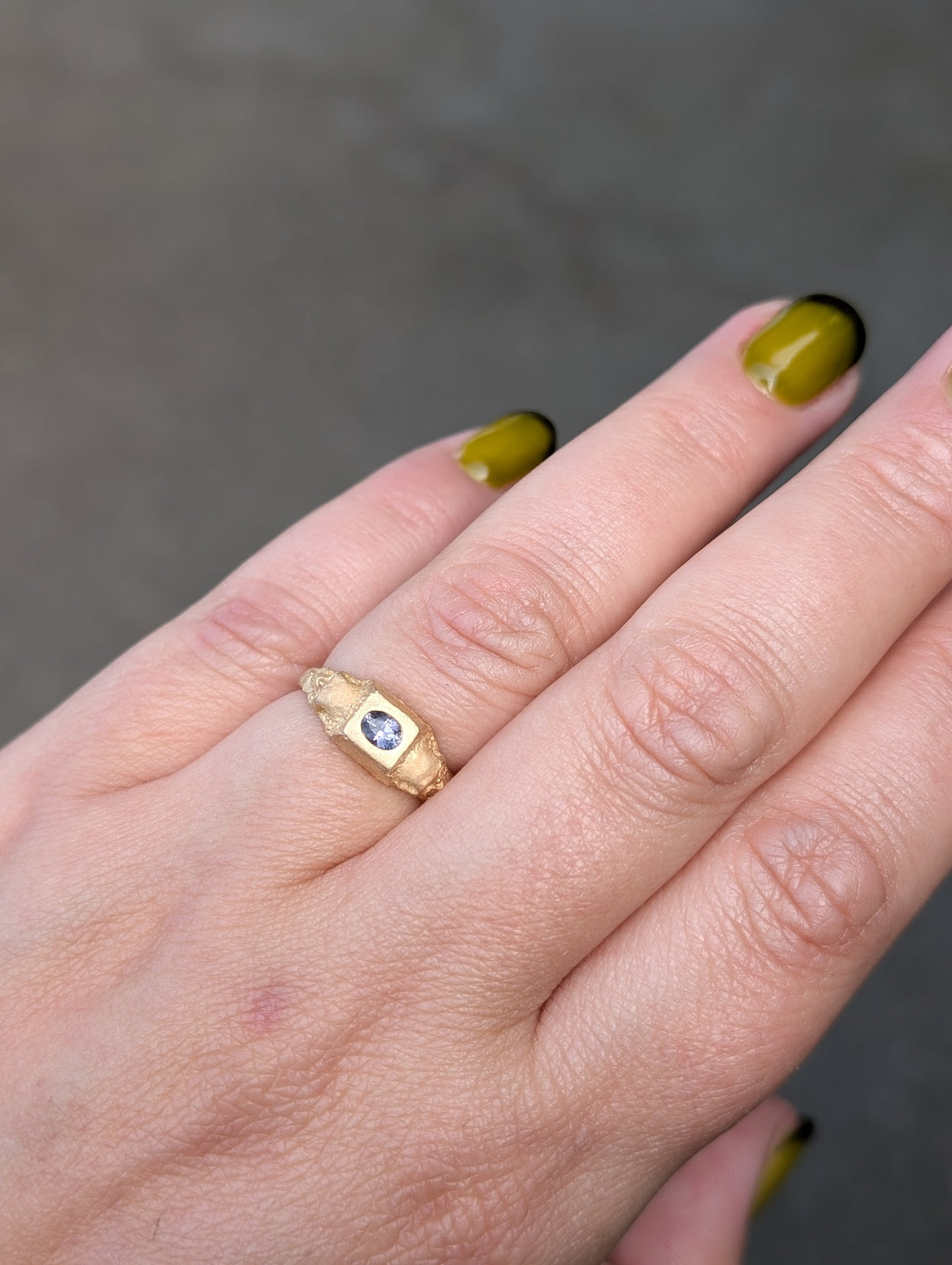 14k Skull Temple Ring - Sapphire