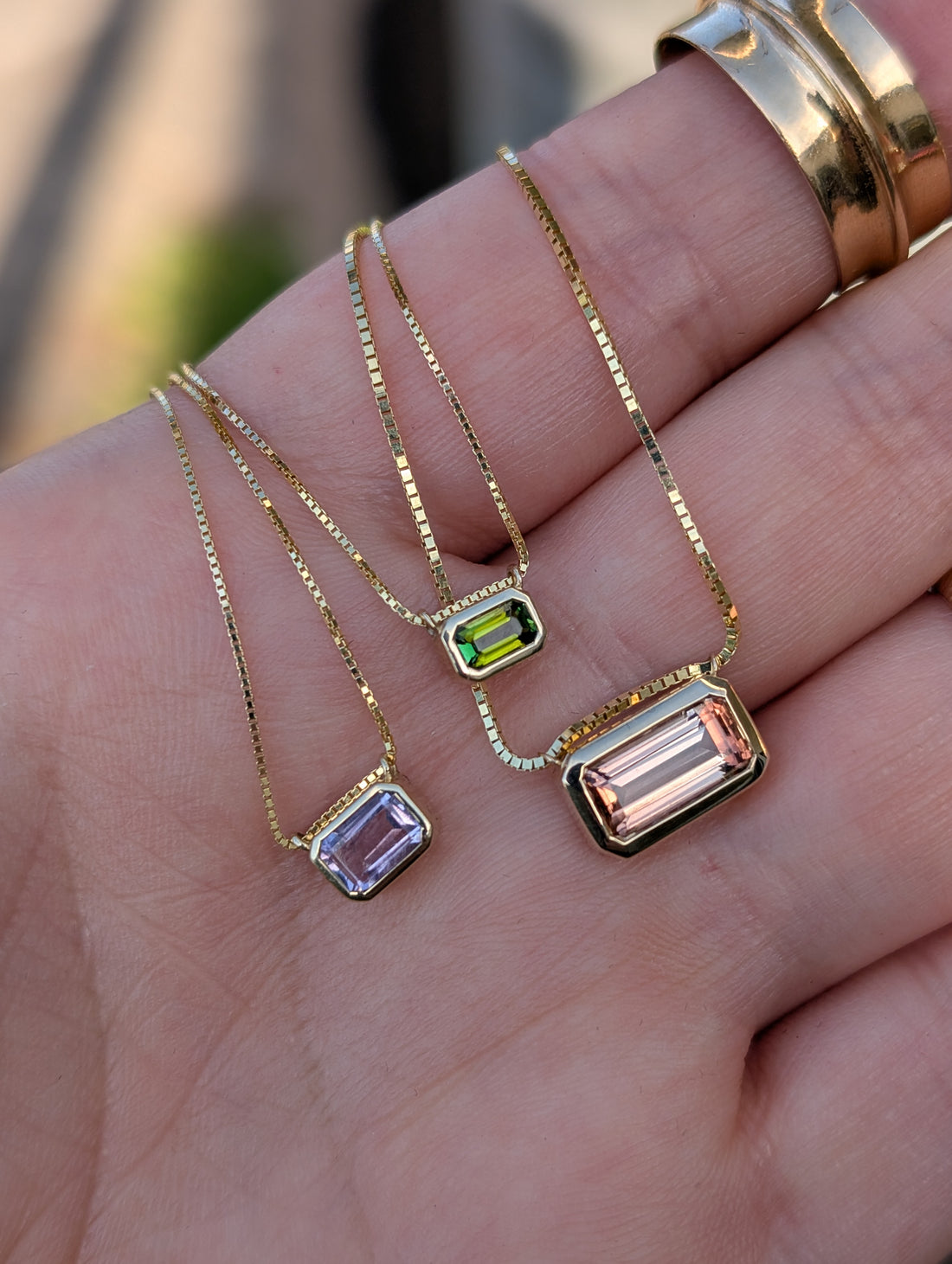 14k Mini Sloane Bezel Green Tourmaline Necklace