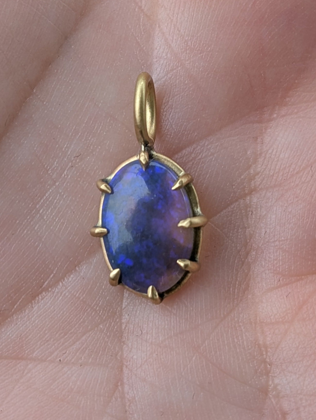 Violet Lightning Ridge Opal Basket Pendant  - 1.62CT