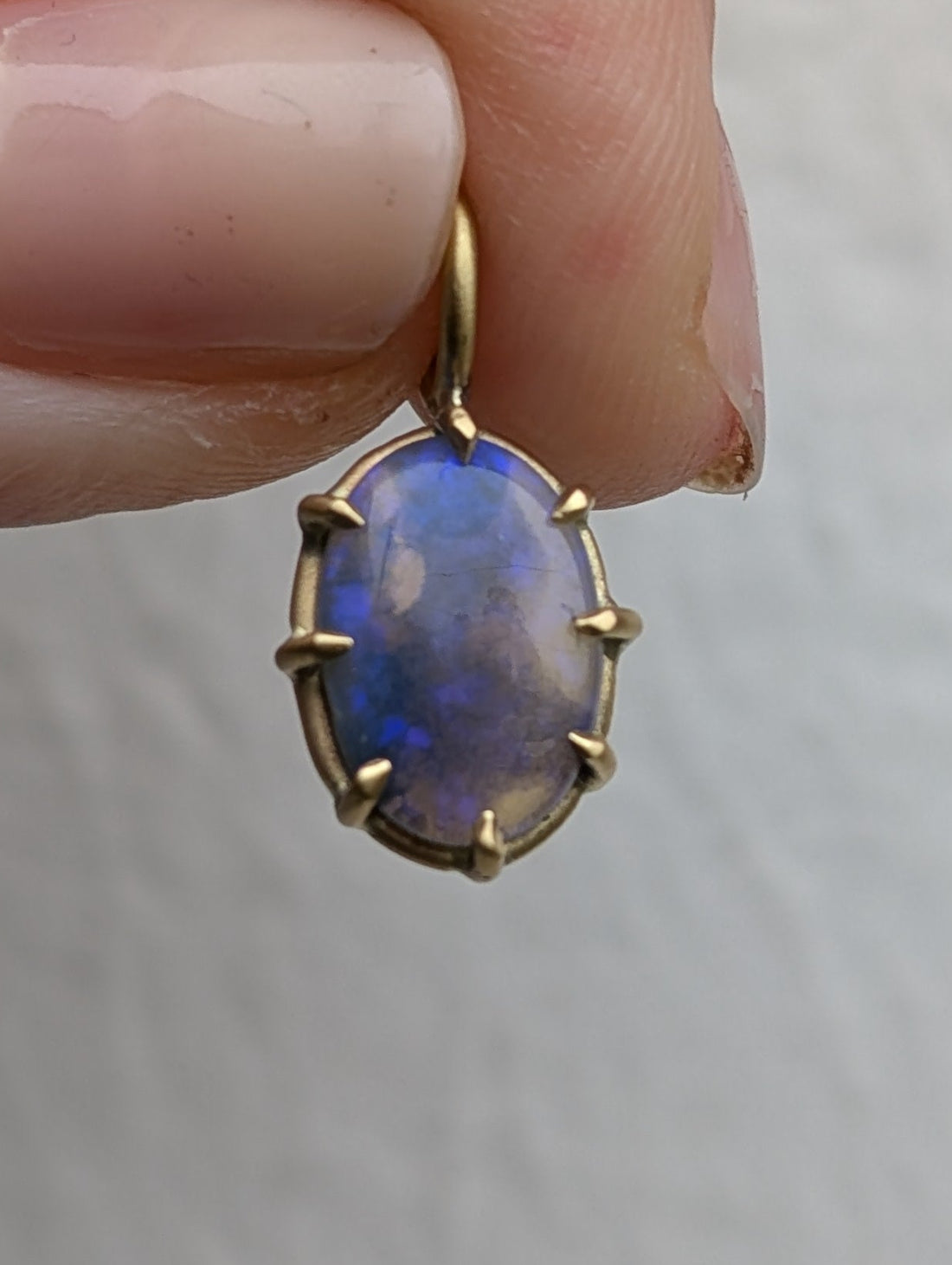 Violet Lightning Ridge Opal Basket Pendant  - 1.62CT