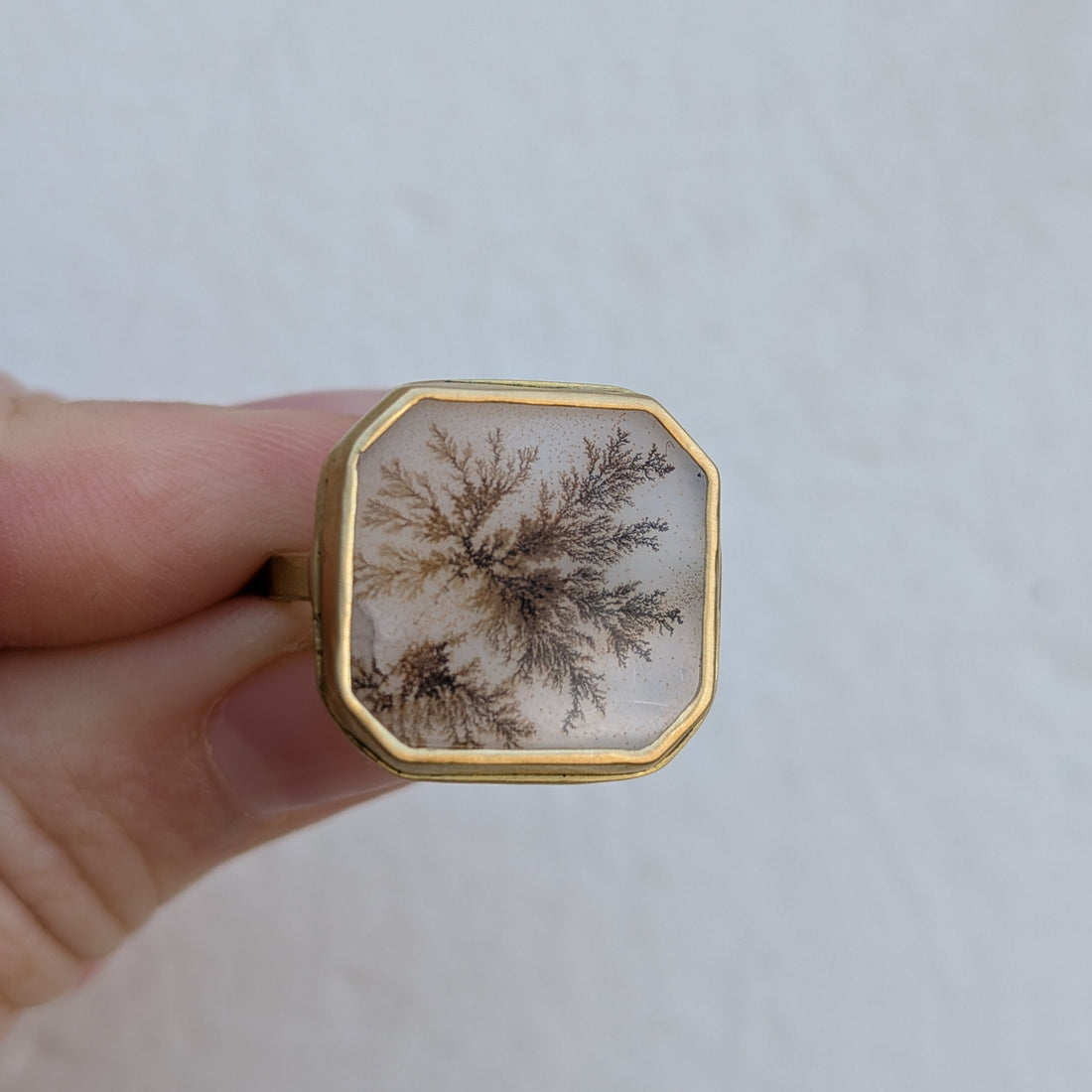 Dendritic Agate Dreamscape Ring - OOAK sample