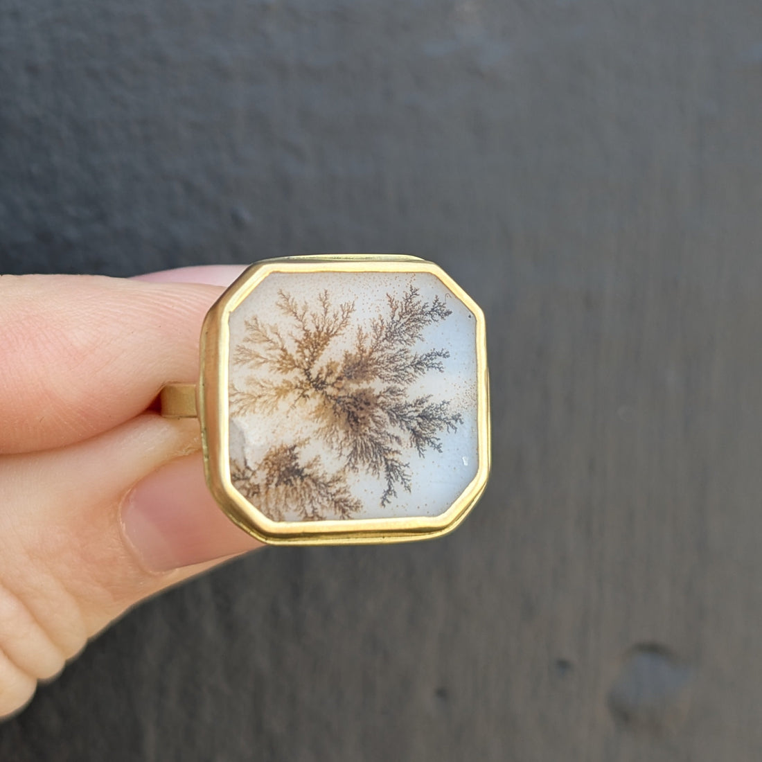Dendritic Agate Dreamscape Ring - OOAK sample