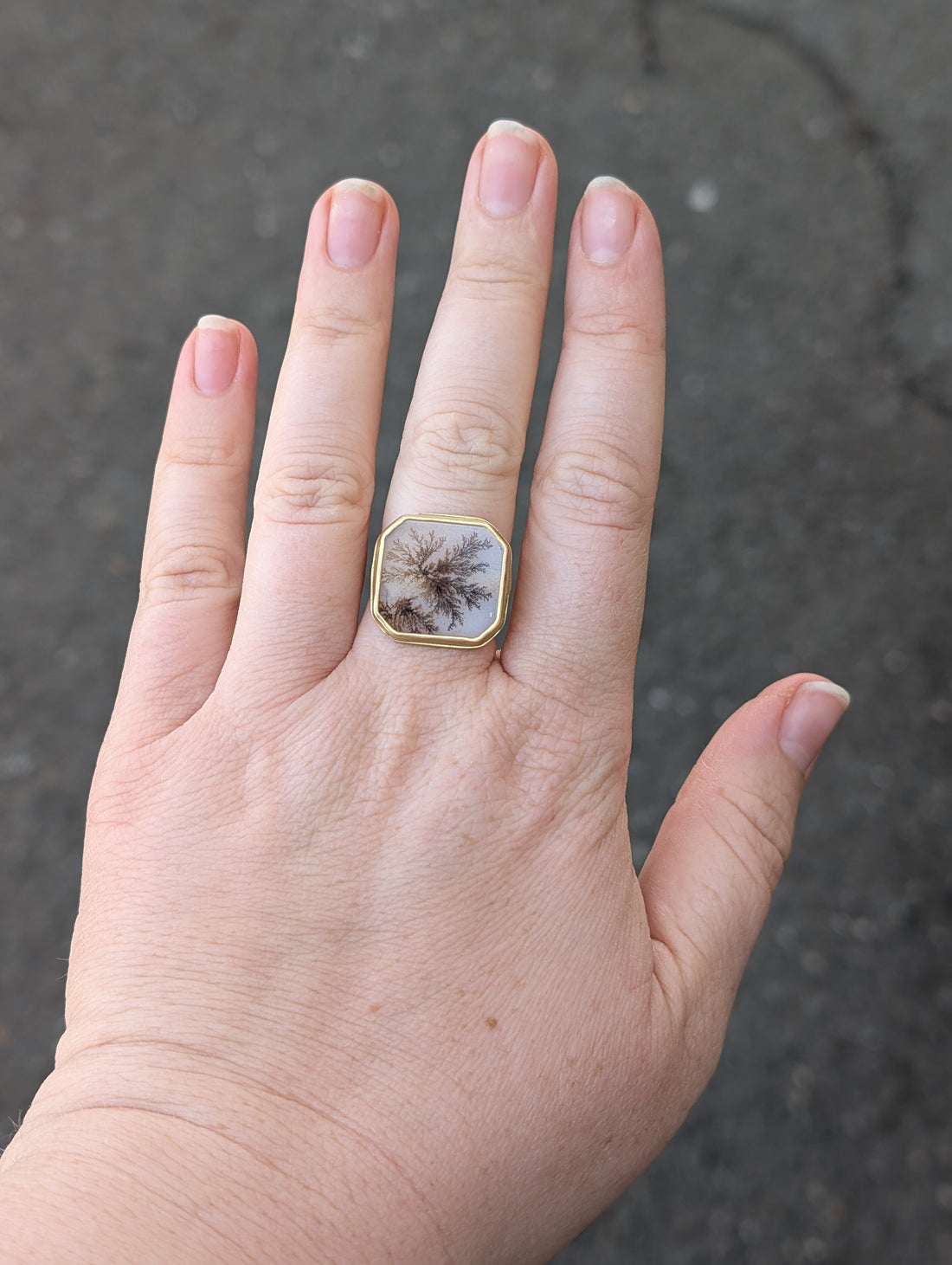 Dendritic Agate Dreamscape Ring - OOAK sample