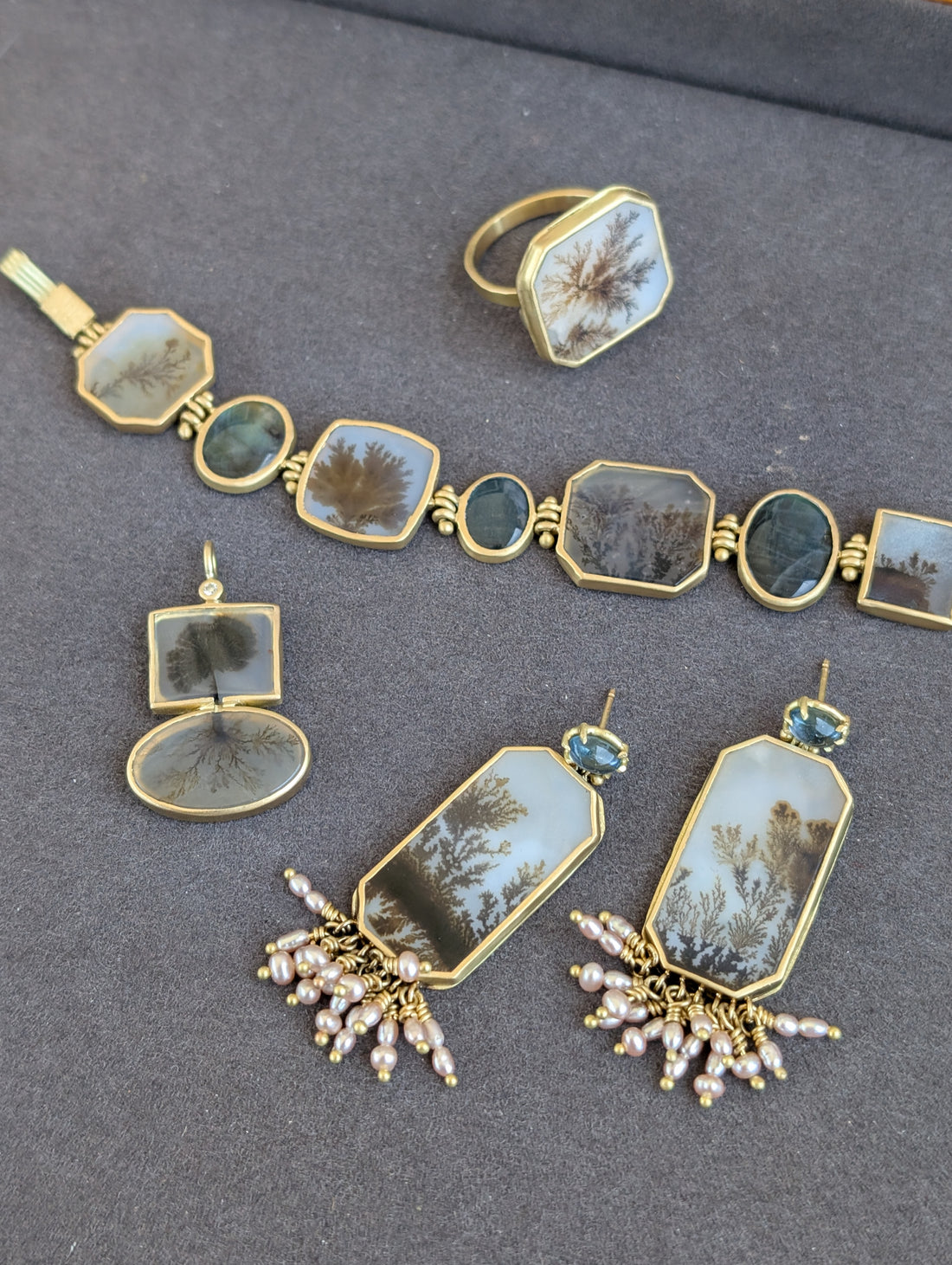 Dendritic Agate Dreamscape Ring - OOAK sample