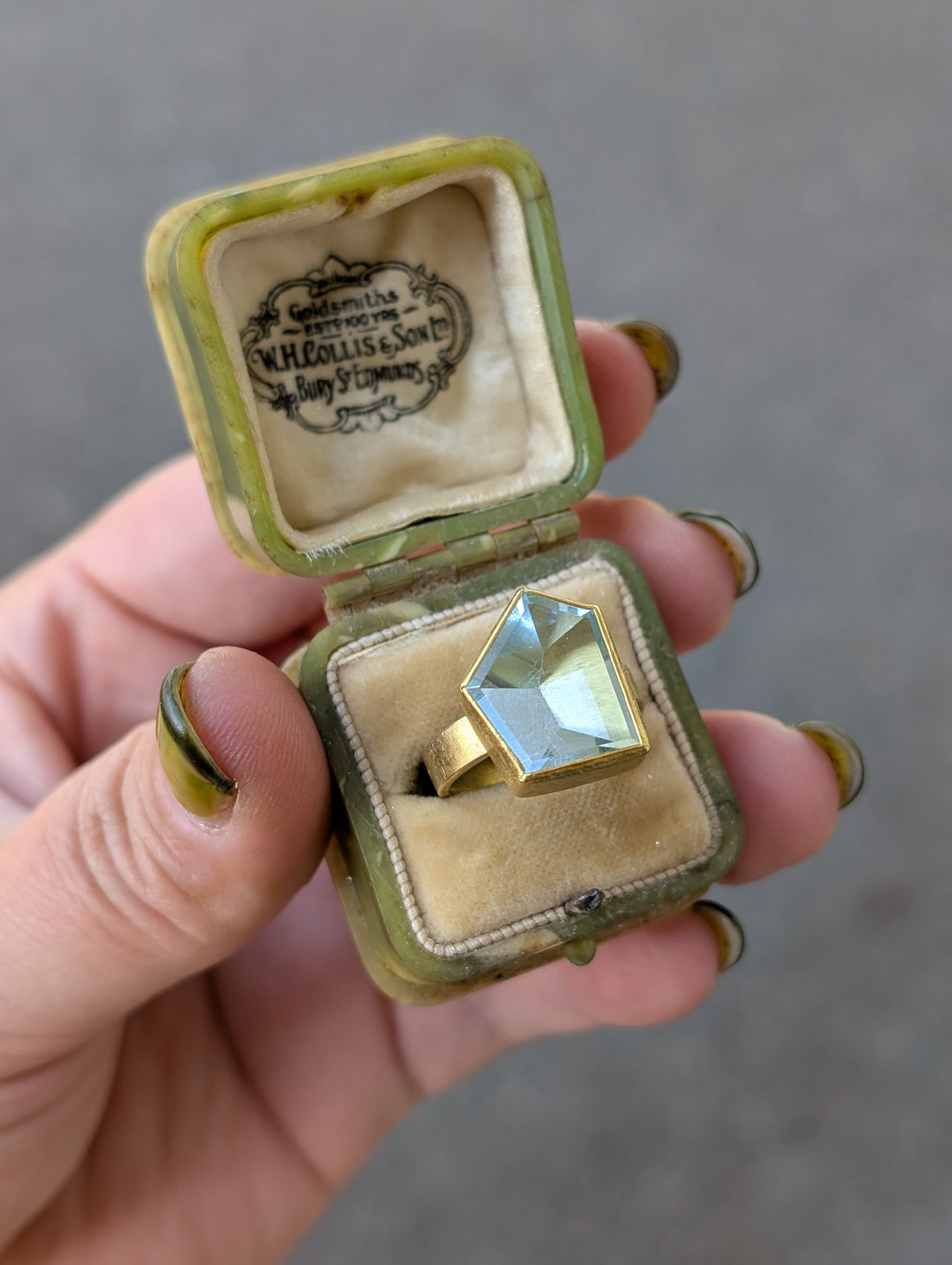 One of a Kind Hexagonal Aquamarine Ring