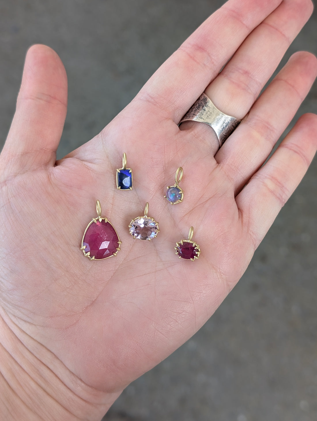 East West Bright Ruby Basket Pendant