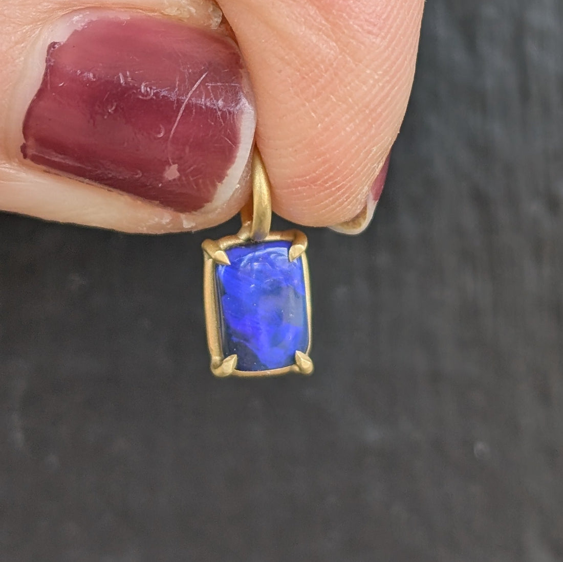 Rectangular Violet Opal Basket Pendant  - One of a Kind