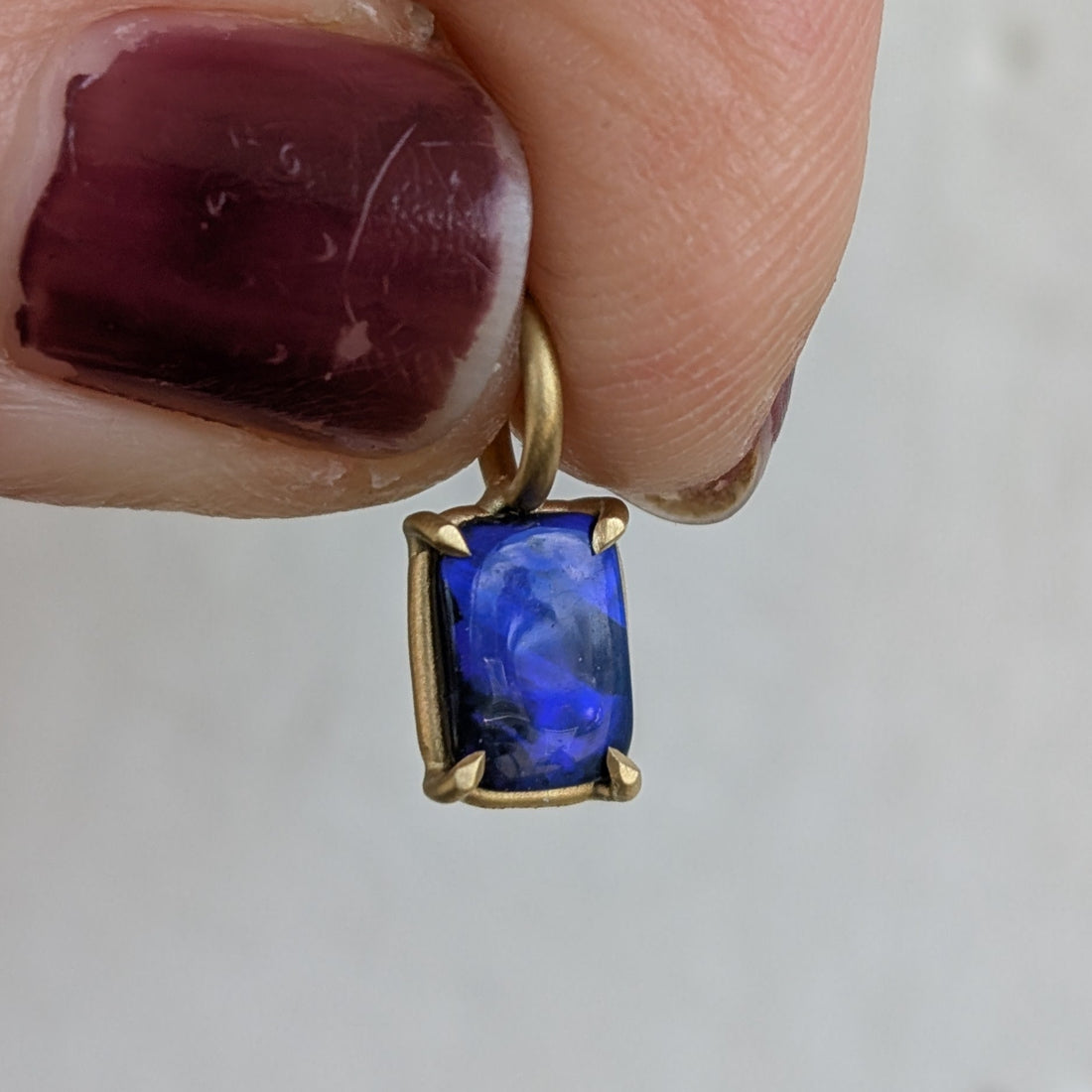 Rectangular Violet Opal Basket Pendant  - One of a Kind