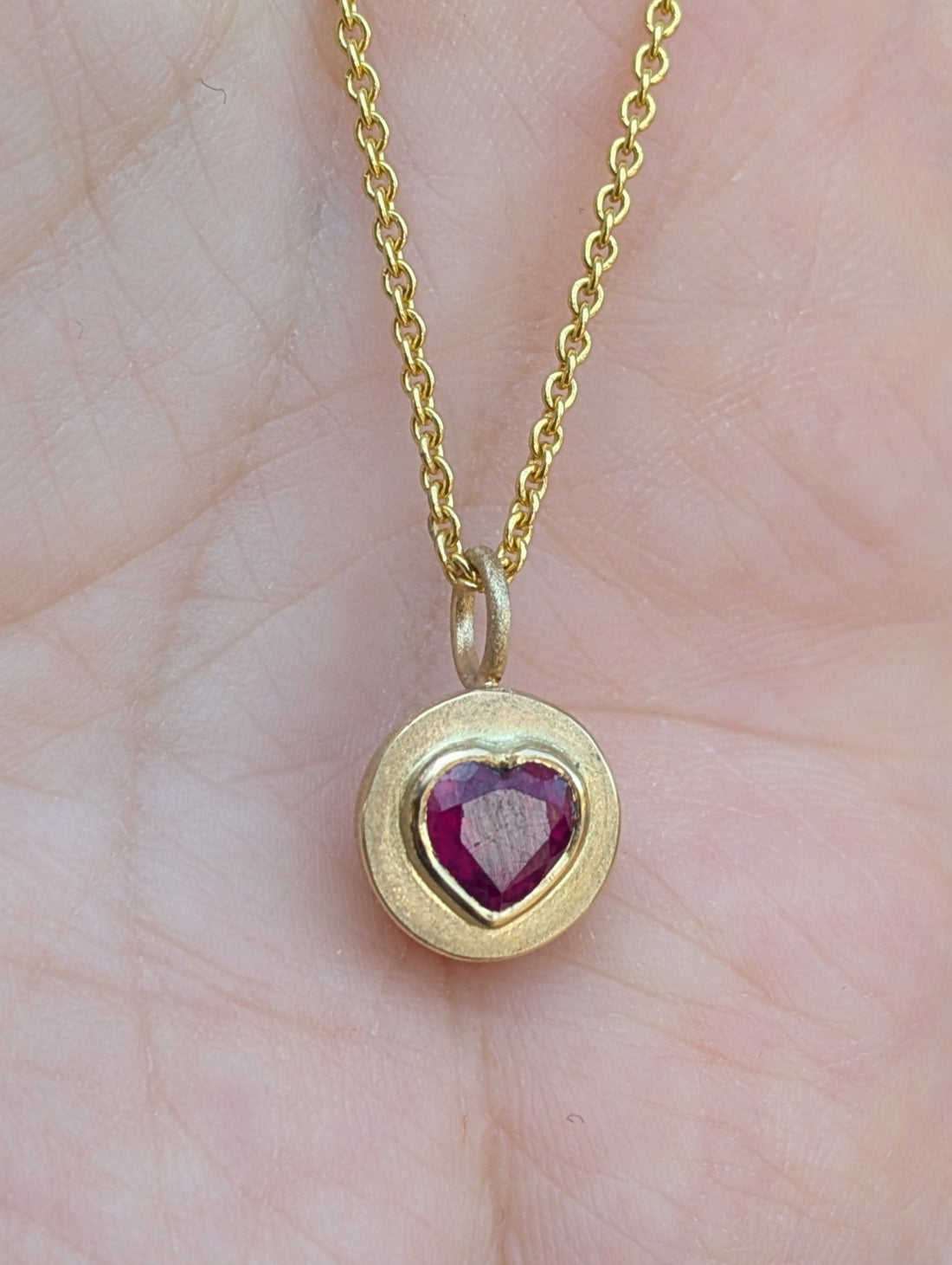 14k Heart Galileo Pendant-  purple sapphire