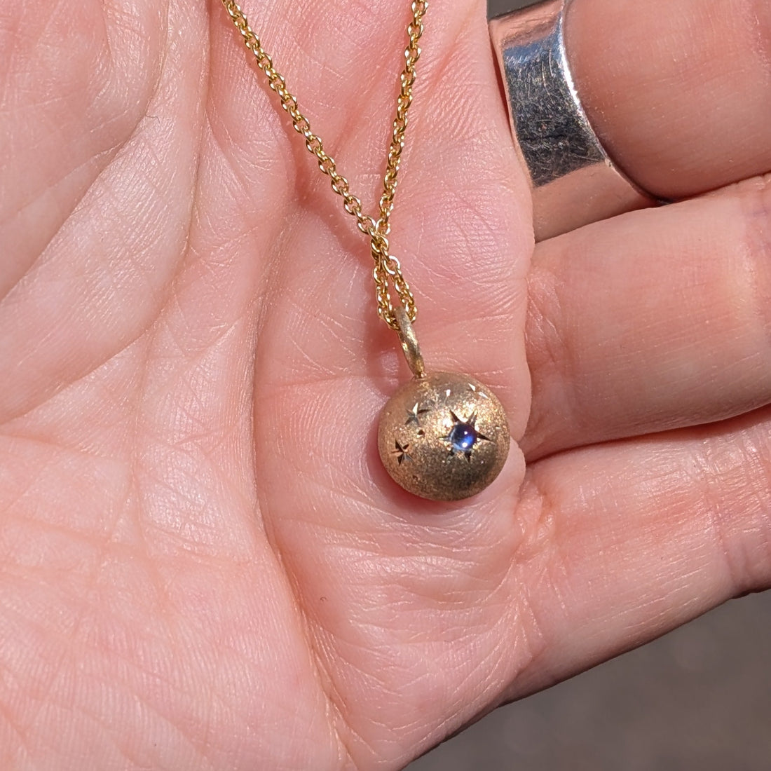 14k Heart Galileo Pendant-  purple sapphire