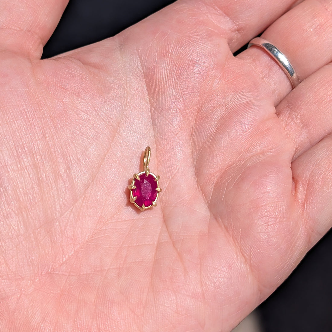 North-South Bright Ruby Basket Pendant