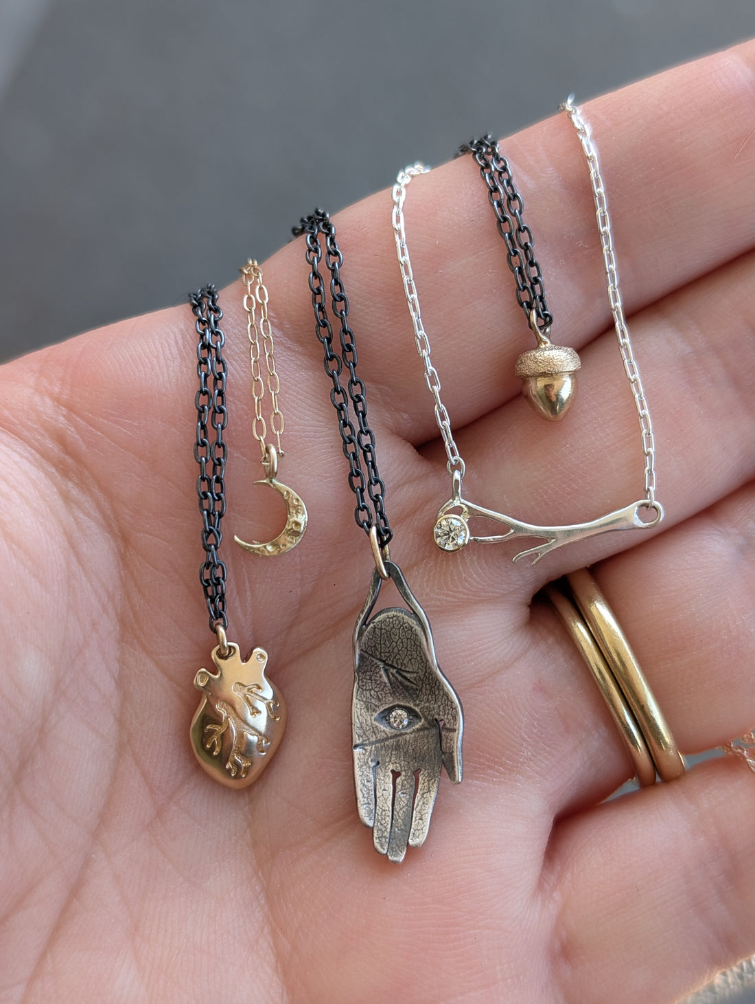 14k Tiny Crescent Necklace