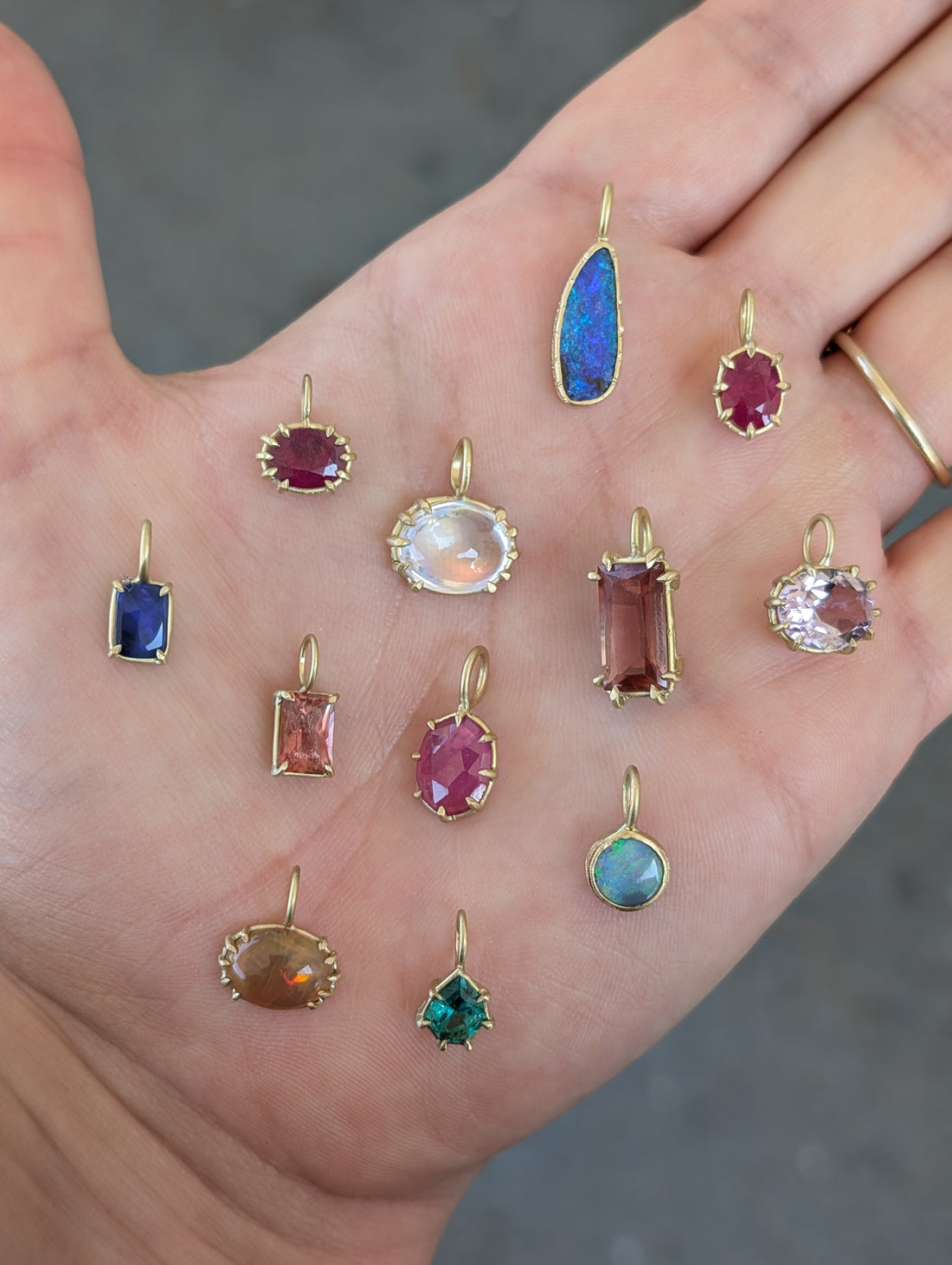 North-South Bright Ruby Basket Pendant