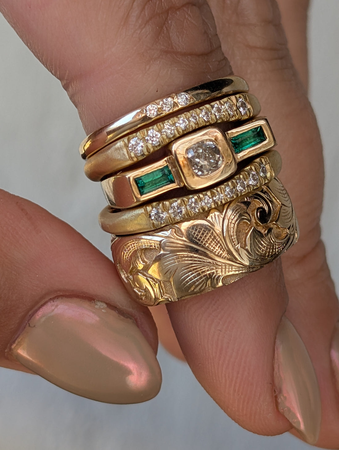 Wide Acanthus Band -14K Gold size 7