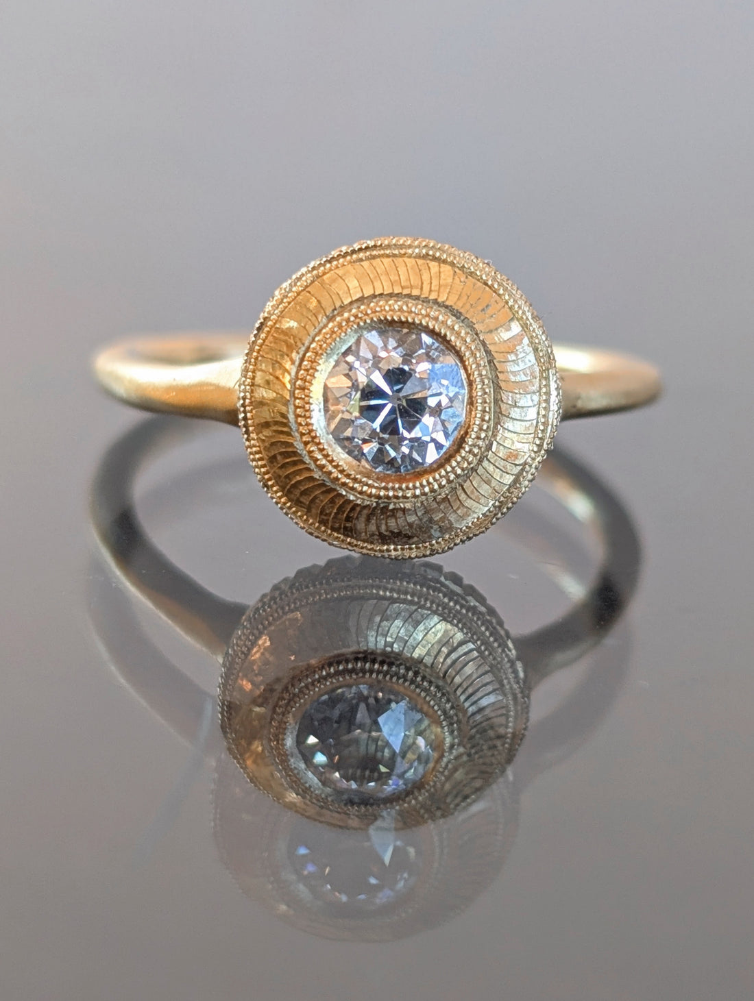 Engraved White Diamond Relic Ring #2 - 0.44ct - One of a Kind
