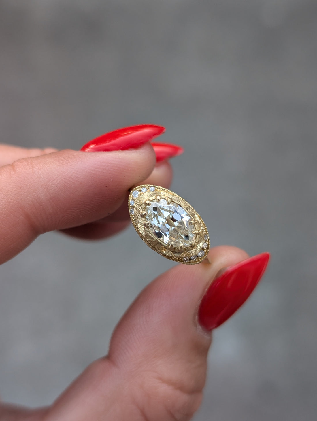 Grand Oval Diamond Relic Ring - 1.49ct - One of a Kind