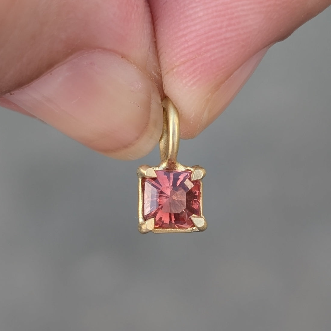 Square Sunstone Basket Pendant  - 0.57CT - One of a Kind
