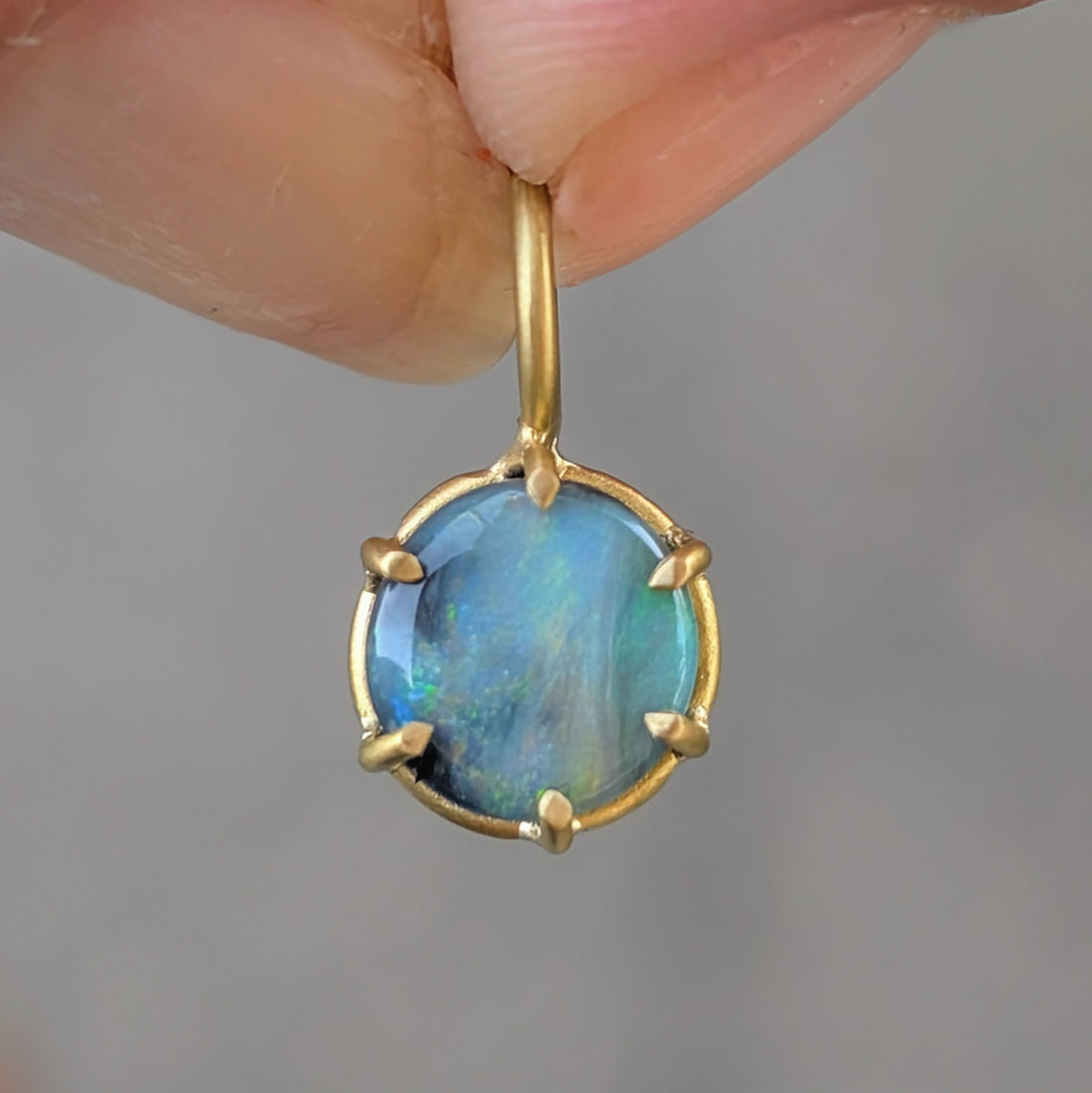Lightning Ridge Round Black Opal Pendant 1.13CT - One of a Kind