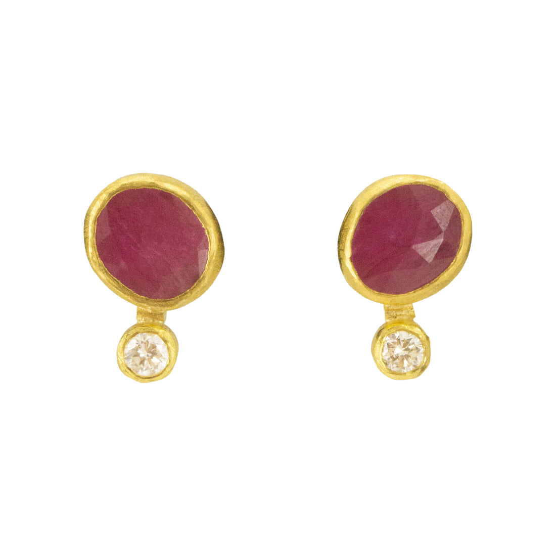 Rosecut Ruby and Diamond Studs
