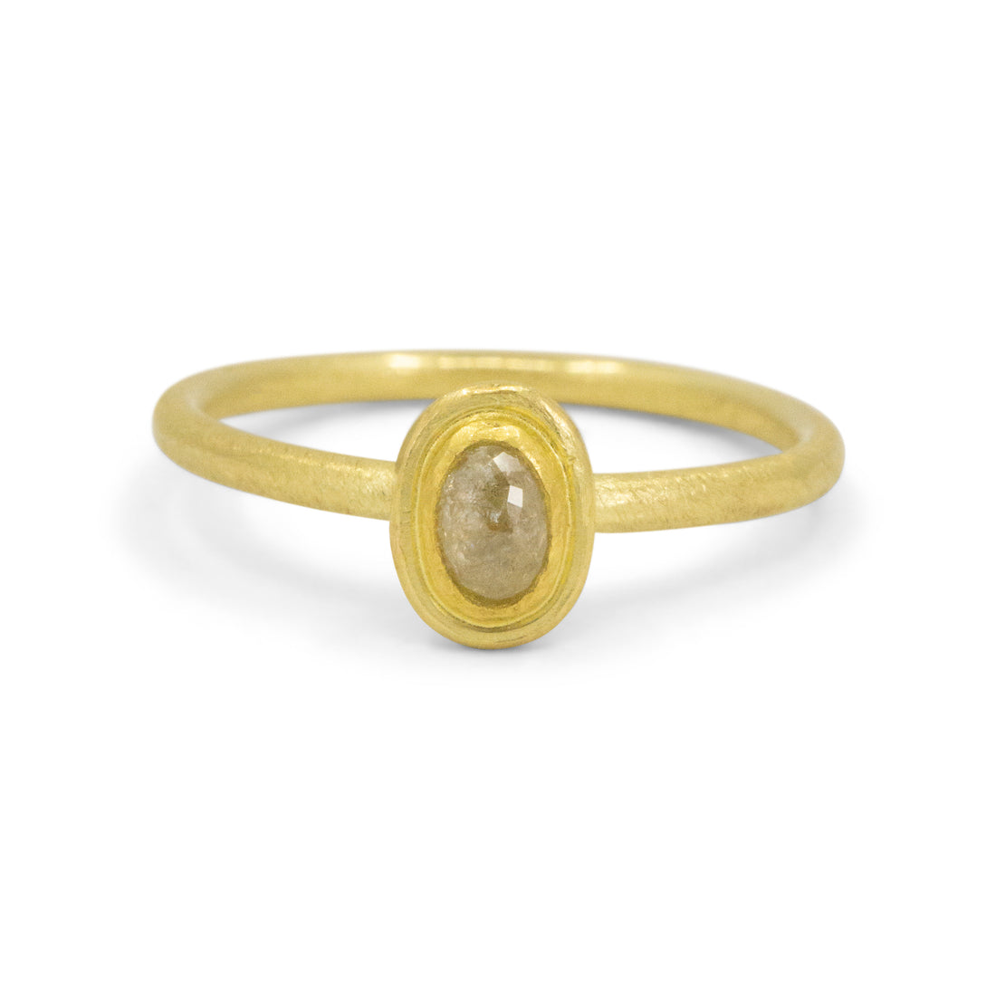 Oval Rosecut Yellow Diamond Ring