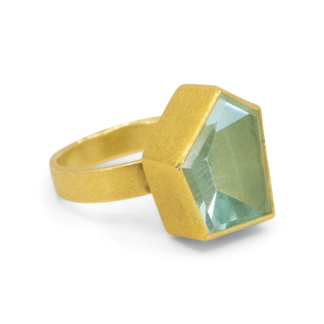 One of a Kind Hexagonal Aquamarine Ring