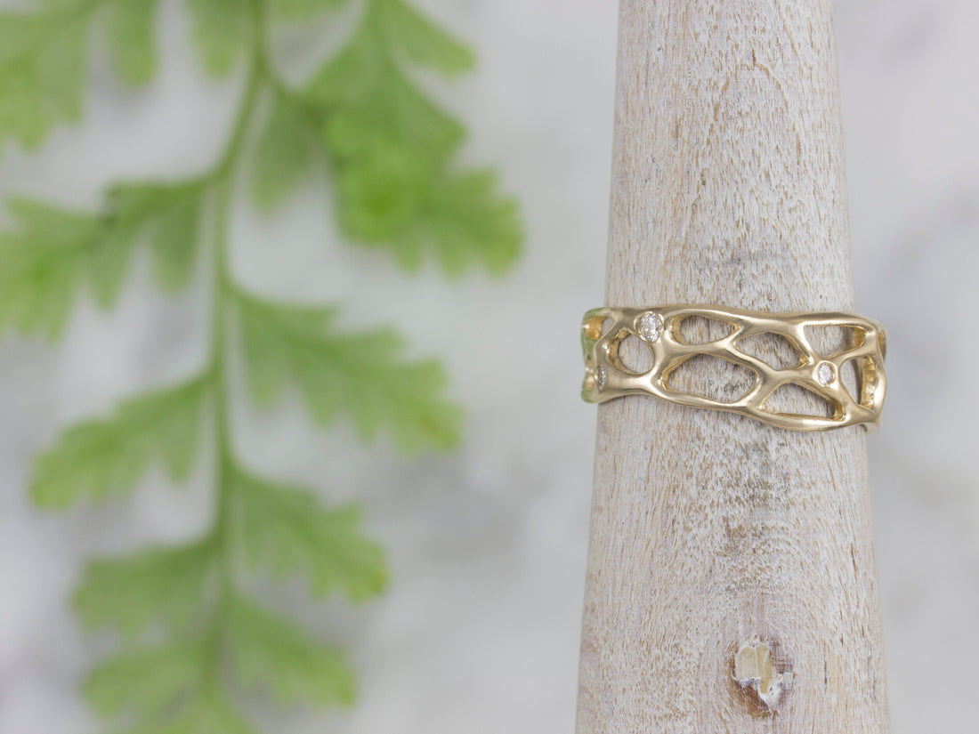 14k Yellow Gold Big Sur Diamond Band