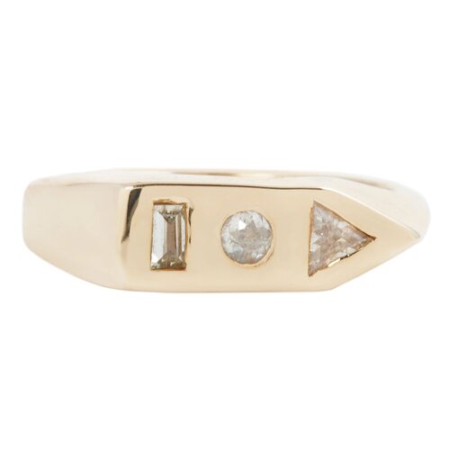 14k White Diamond Bauhaus Ring