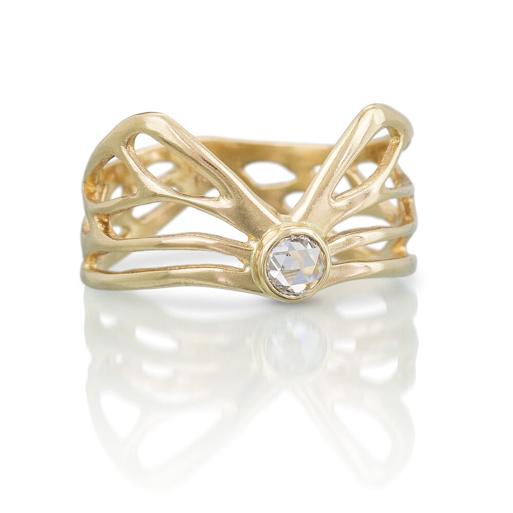 14k Diamond Winged Ring