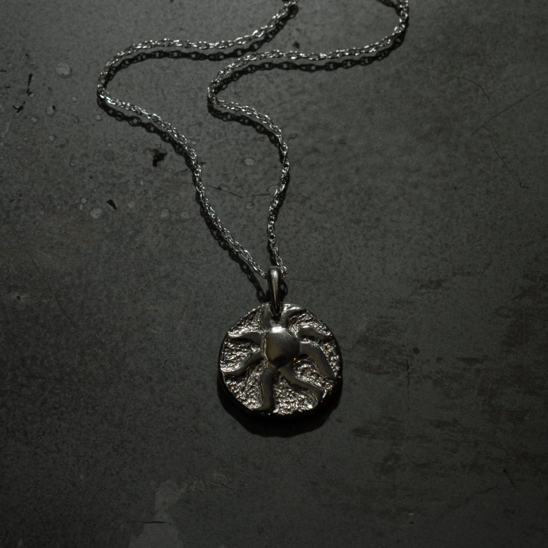 Silver Sun Medallion Necklace