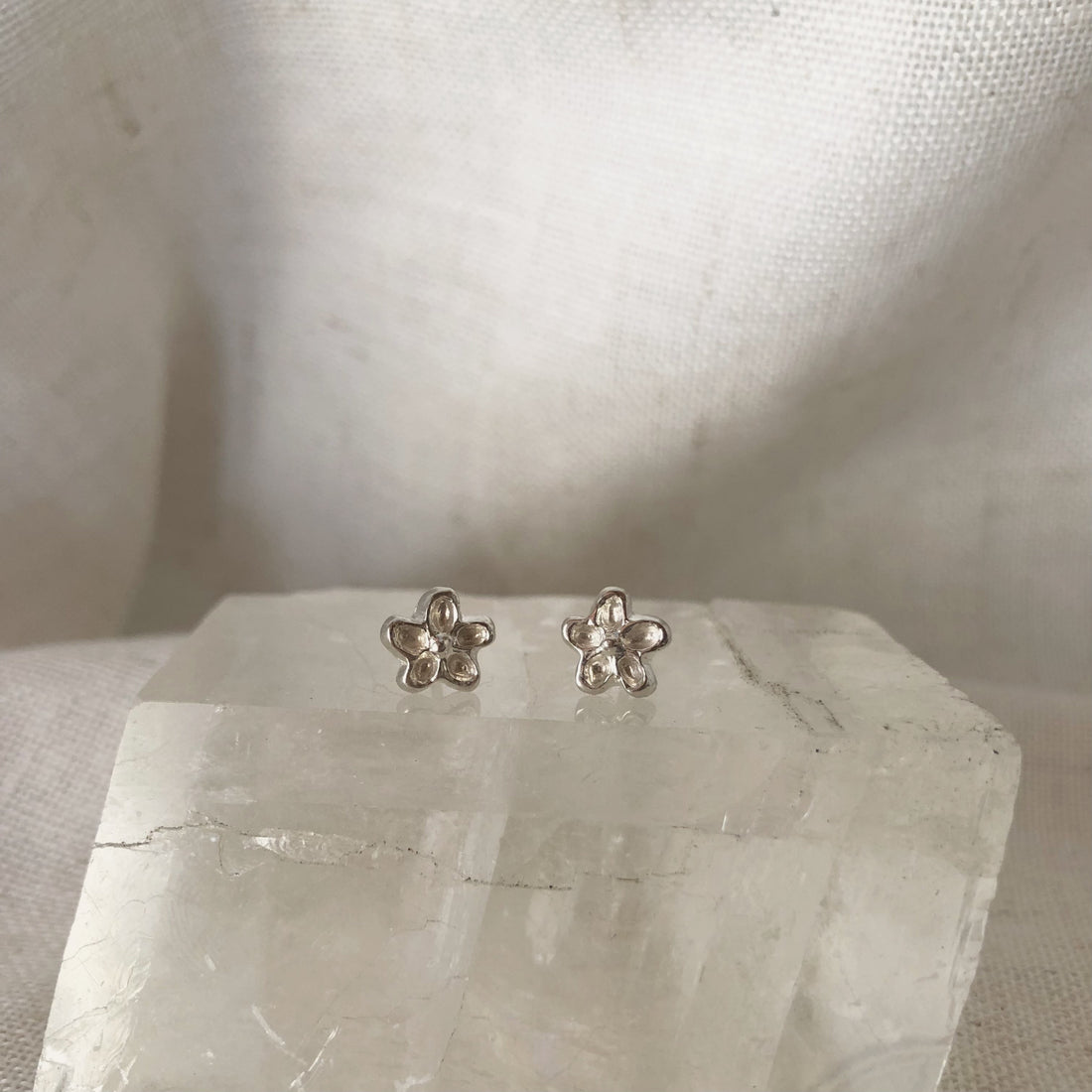 Silver Flower Stud Earrings