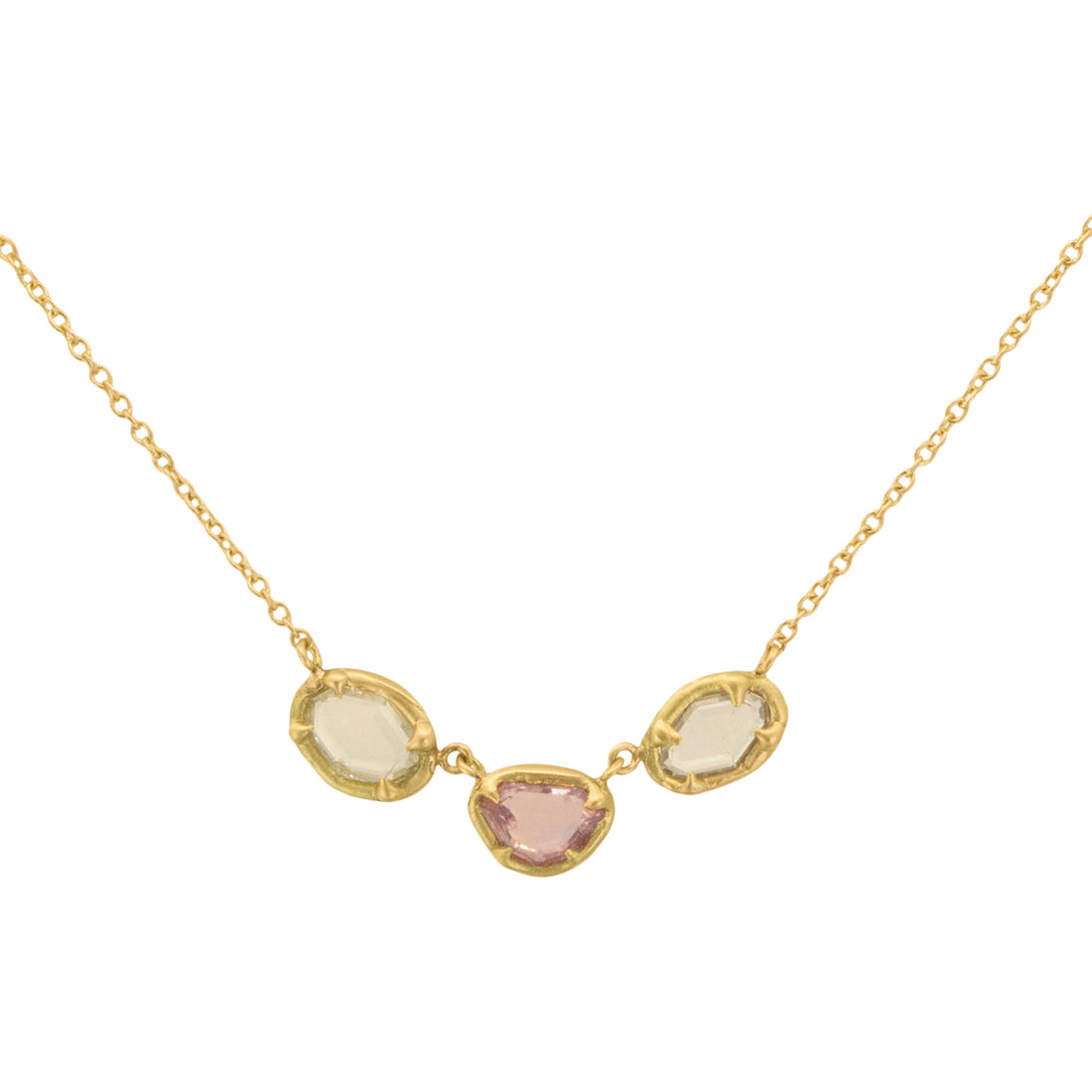3 Stone Sapphire Baroque Necklace- One of a Kind