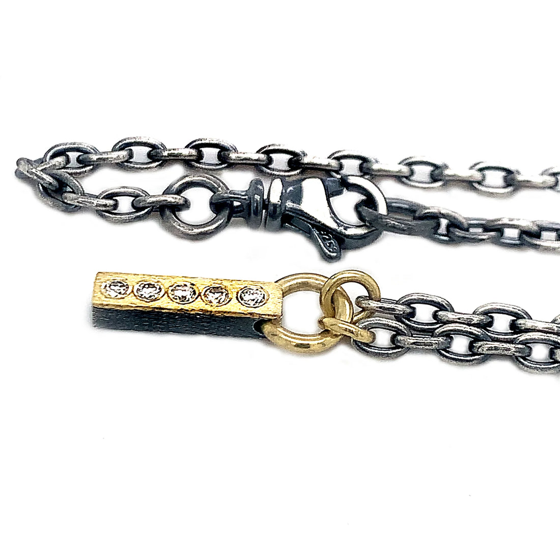 Mixed Metal Adam Diamond Bar Necklace