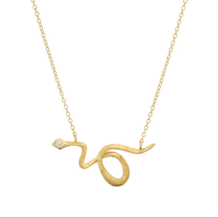 Diamond Head Engraved Serpent Necklace
