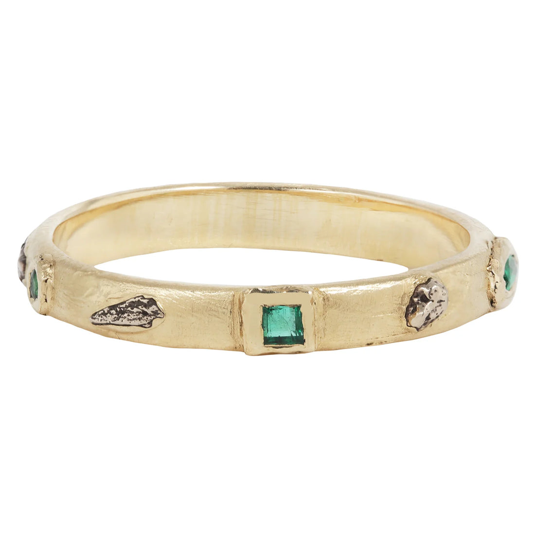 14k 3/4 Meta Stacker Ring- Emerald