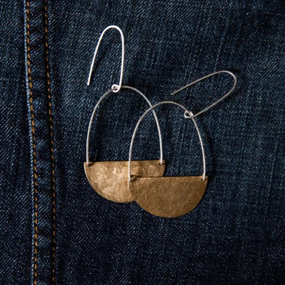 Large Basket Earrings- Silver and Brass
