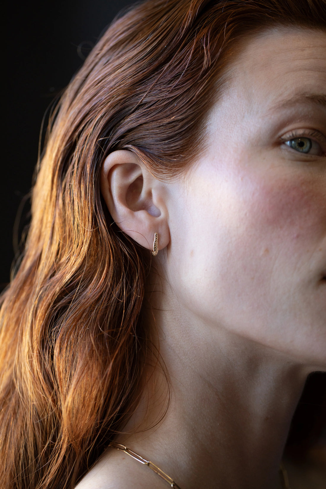 14k Crooked Fern Hoops