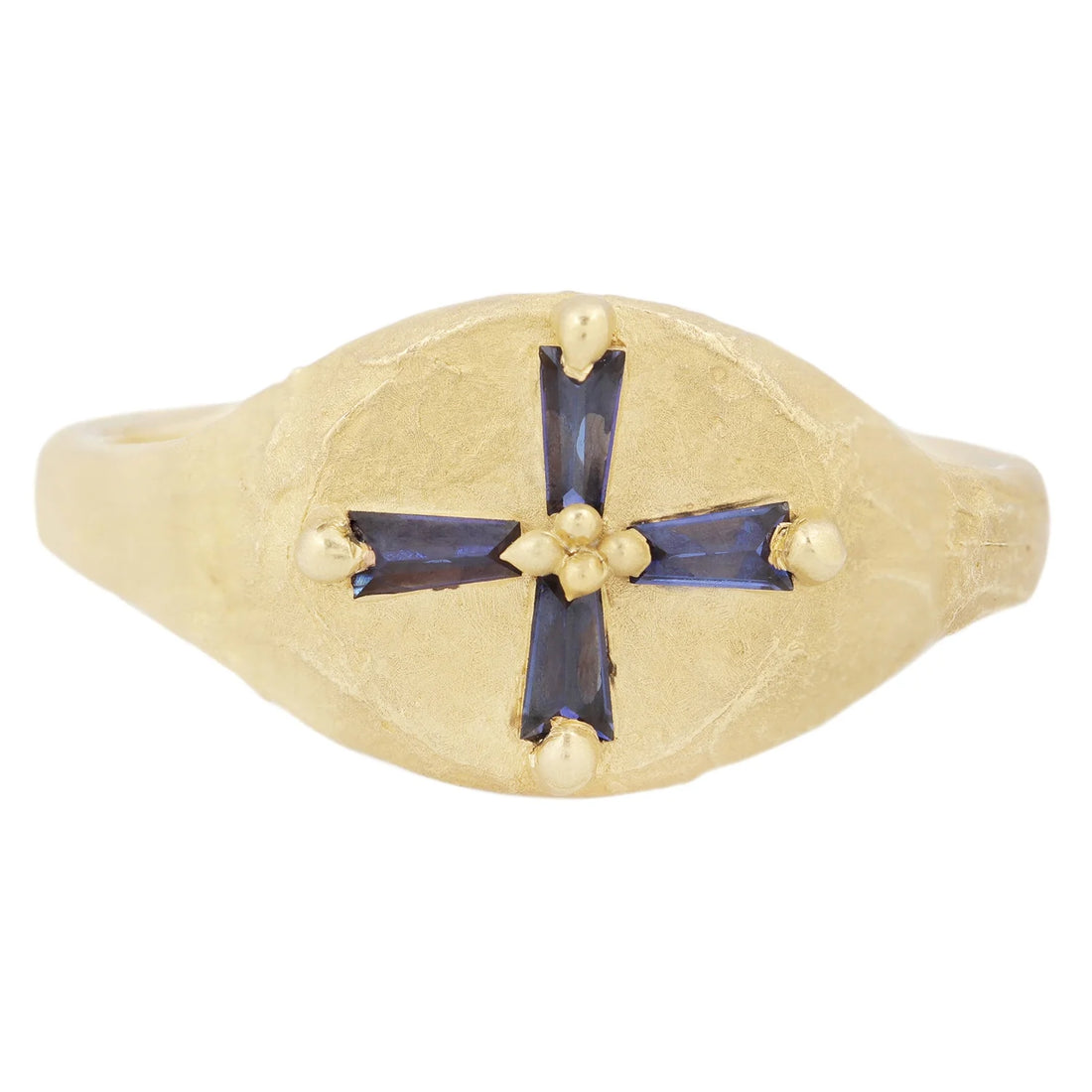 14k Clay Byzantium Signet- Sapphire