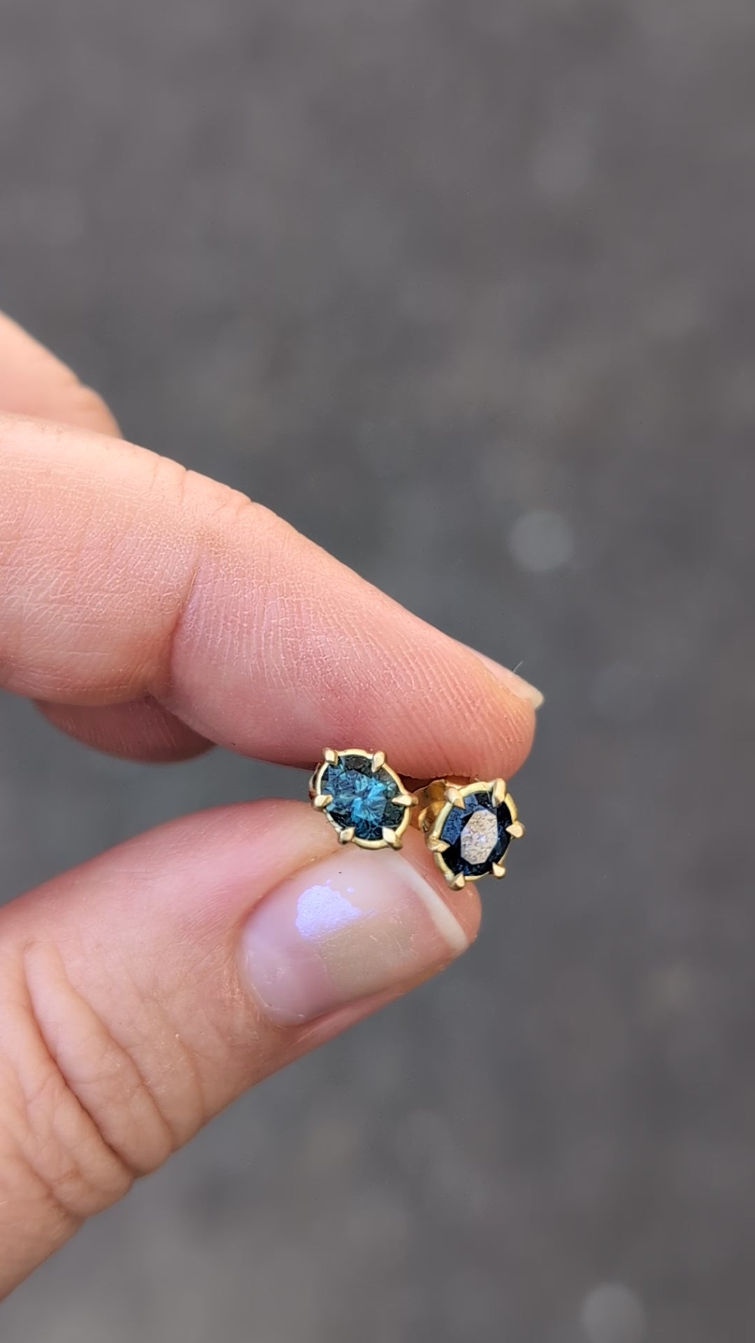 Blue Sapphire Basket Studs