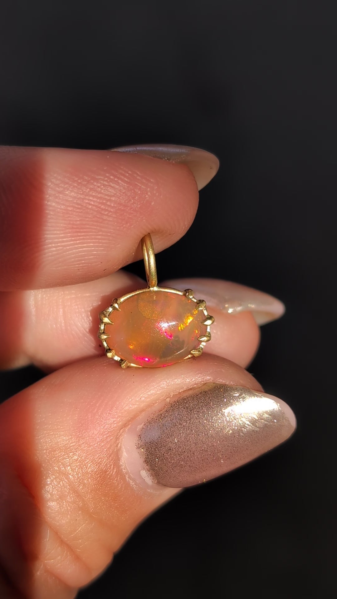 East-West Ethiopian Honey Opal Basket Pendant